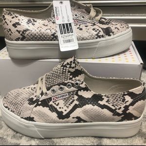 Superga platform sneakers taupe snakeskin NWT $99